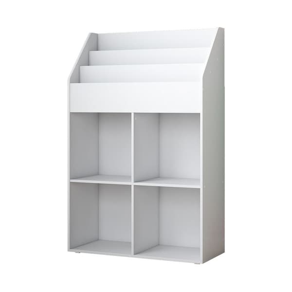 Oskar Store Conny barnbokhylla, Vit, 72 x 111 cm med 4 hyllplan för hopfällbara lådor