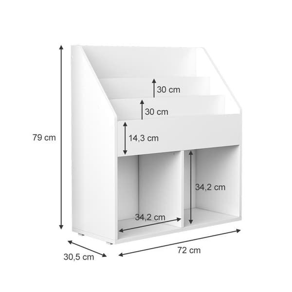 Oskar Store Conny barnbokhylla, Vit, 72 x 79 cm med stora hyllor