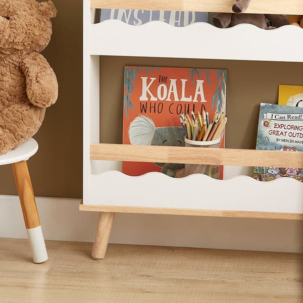Rootz lasten kirjahylly - Lasten järjestely - Lasten lehtiteline - MDF ja kumipuu - 75cm x 120cm x 15cm