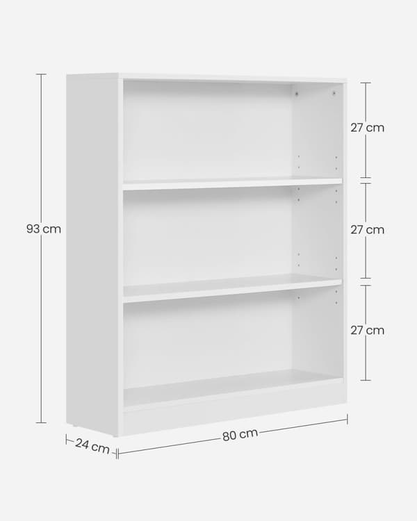 Rootz spånpladeholderhylde - Hvid hylde - Opbevaringsorganer - Heavy Duty - 24cm x 80cm x 93cm