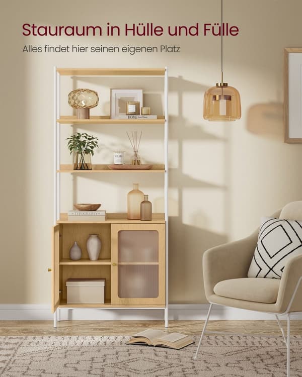 Rootz Boghylde Organizer - Opbevaringsstativ - Reol - Spånplade - 30 cm x 76,4 cm x 174,7 cm - Stålramme - Kontormøbler til hjemmet