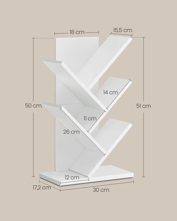 Rootz spånplade bogreol - Hyldeenhed - Opbevaringsstativ - Letvægts - 17,2 cm x 30 cm x 51 cm