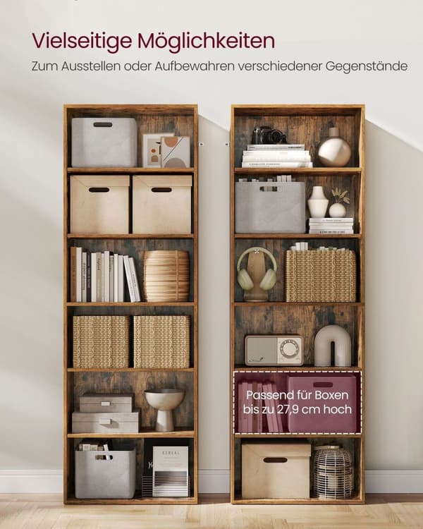 Rootz spånpladeholderhylde - Højt displaystativ - Vintage brun - Heavy-Duty - 24 cm x 60 cm x 178,5 cm - Nem montering