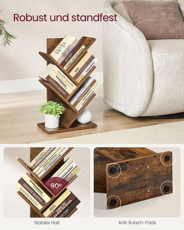 Rootz spånplade bogreol - vintage brun - opbevaringshylde - let - 17,2 cm x 30 cm x 51 cm