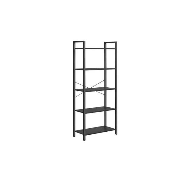 Rootz bogreolstativ - Stort displaystativ - Opbevaringsenhed - Spånplader og stål - 30 cm x 66 cm x 153 cm - Ibenholtsort - 13,2 kg - 50 kg Kapacitet