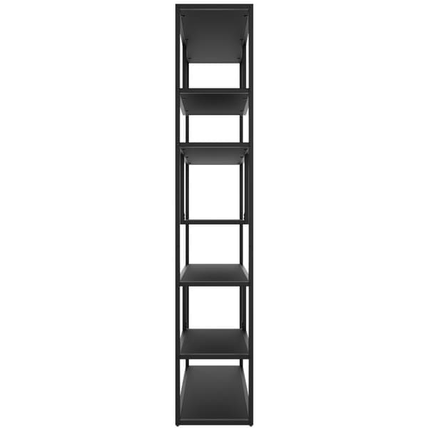 Reol Venda med 6 rum, industrielt look, 85x35x188cm - sort