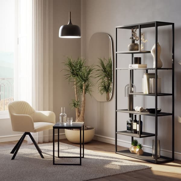 Hylla Venda med 6 fack, industriell stil, 85x35x188cm - svart
