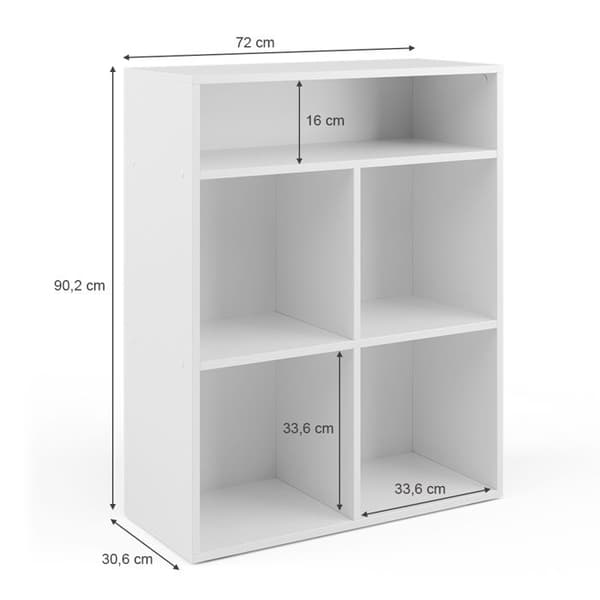 Vicco bokhylla, Vit, 72 x 90,2 cm 4 fack