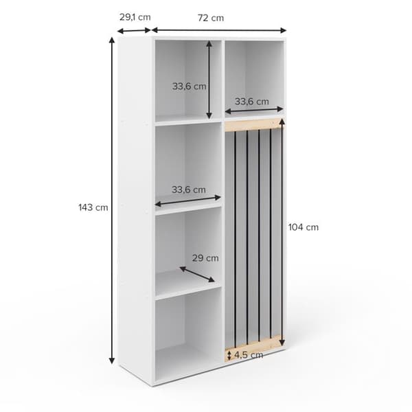 Vicco Marvin barnbokhylla, Vit, 72 x 143 cm