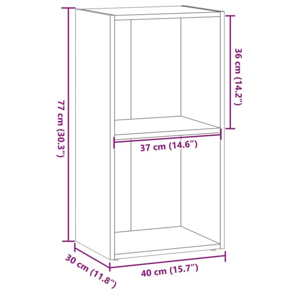 vidaXL Bokhylle brun eik 40x30x77 cm konstruert tre