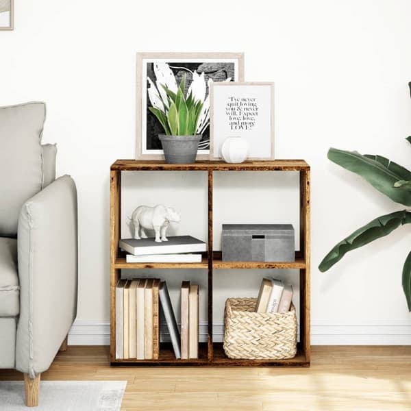 vidaXL bogreol/rumdeler 69,5x29x69,5 cm konstrueret træ antikt træ