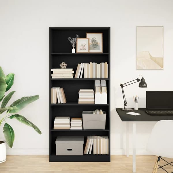vidaXL bogreol 80x24x176 cm konstrueret træ sort