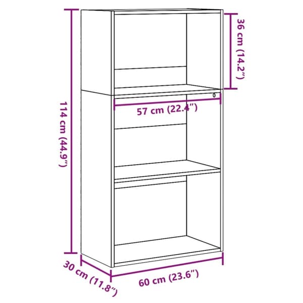 vidaXL Bokhylle svart 60x30x114 cm konstruert tre