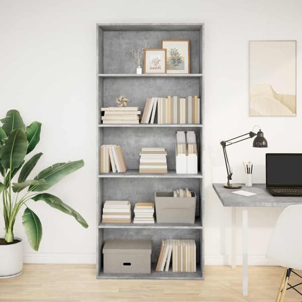vidaXL bogreol 80x30x189 cm konstrueret træ betongrå