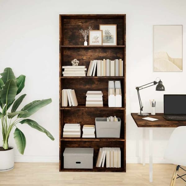 vidaXL bogreol 80x30x189 cm konstrueret træ røget egetræ
