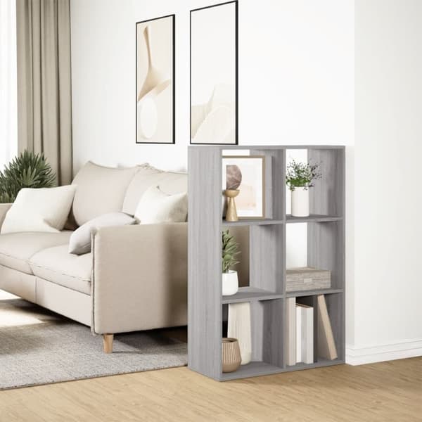 vidaXL Huoneenjakaja/kirjahylly harmaa 69,5x29x103,5 cm tekninen puu