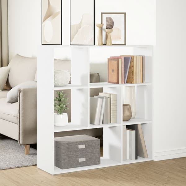 vidaXL Romdeler bokhylle hvit 102x29x103,5 cm konstruert tre