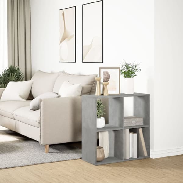 vidaXL Romdeler bokhylle betonggrå 69,5x29x69,5 cm konstruert tre