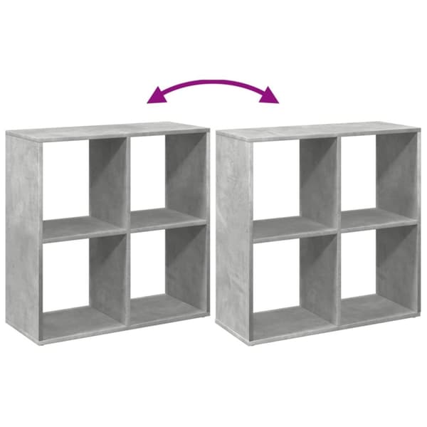 vidaXL Romdeler bokhylle betonggrå 69,5x29x69,5 cm konstruert tre