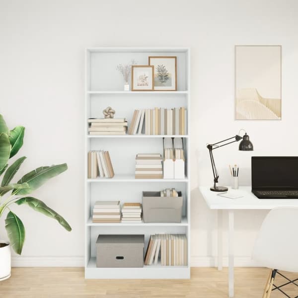 vidaXL Bokhylle hvit 80x24x176 cm konstruert tre