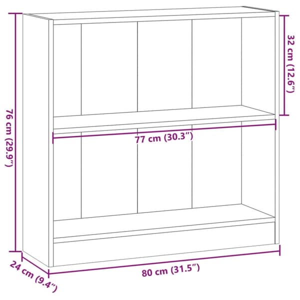 vidaXL Bokhylle brun eik 80x24x76 cm konstruert tre
