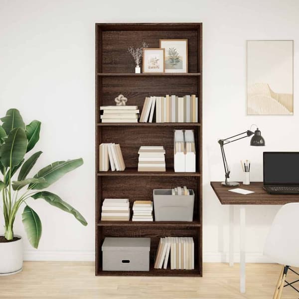 vidaXL bogreol 80x30x189 cm konstrueret træ brun egetræ