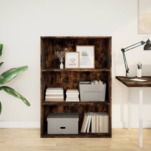 vidaXL Bokhylle røkt eik 80x30x114 cm konstruert tre
