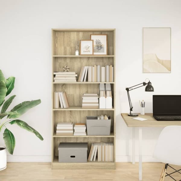 vidaXL Bokhylle sonoma eik 80x24x176 cm konstruert tre
