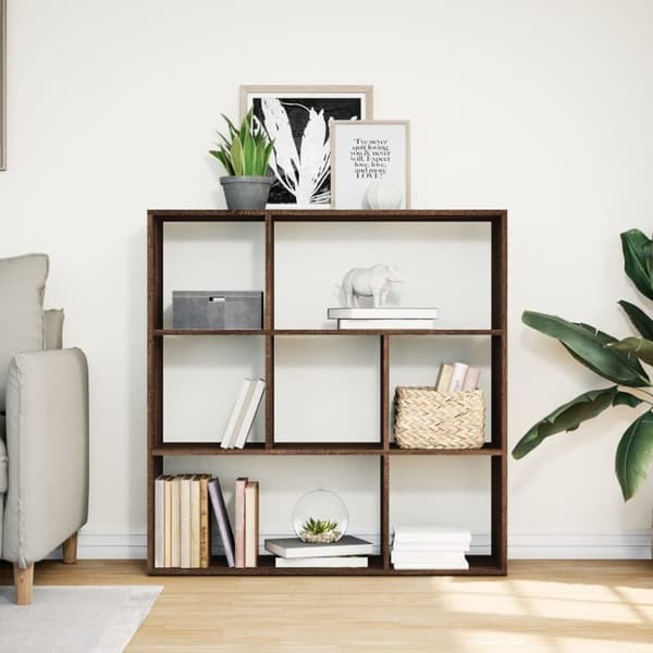 vidaXL bogreol/rumdeler 102x29x103,5 cm konstrueret træ brun egetræ