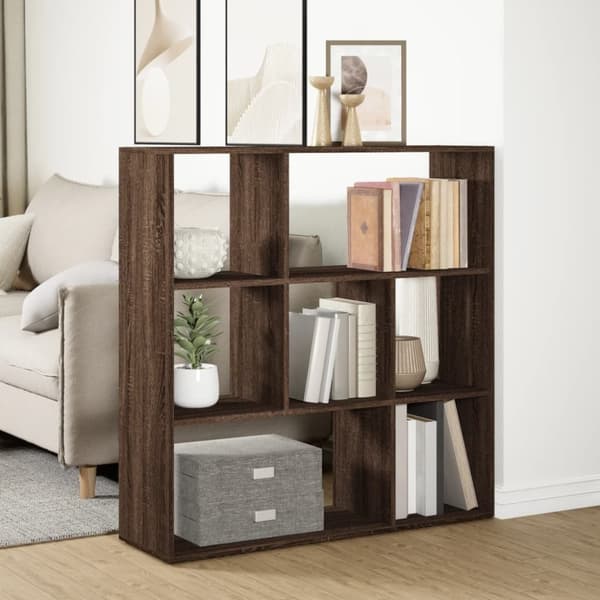 vidaXL bogreol/rumdeler 102x29x103,5 cm konstrueret træ brun egetræ