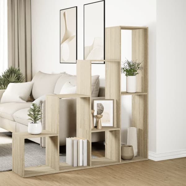vidaXL Bokhylla/Rumsavdelare 4 hyllor 143,5x29x143,5cm konstruerat trä