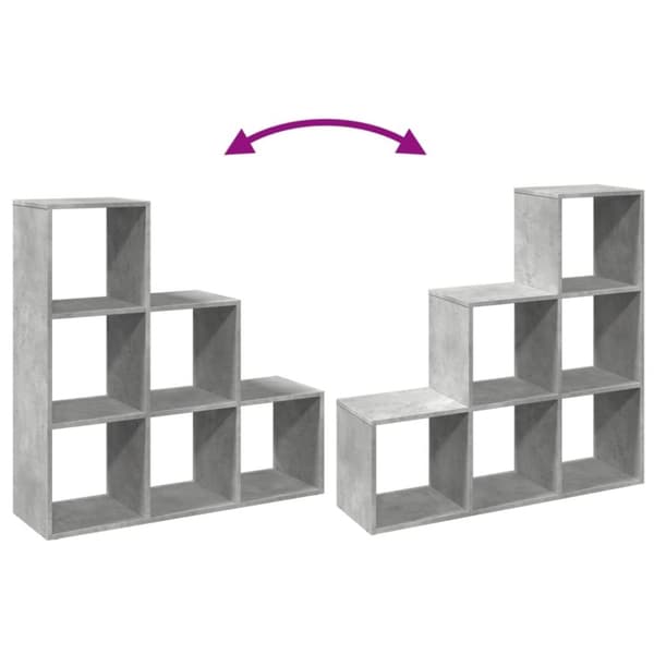 vidaXL Romdeler bokhylle 3 etasjer betonggrå 99x29x99cm konstruert tre