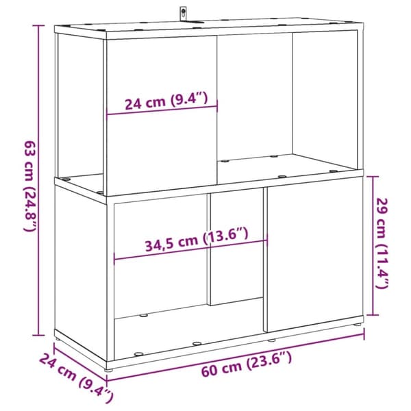 vidaXL Bokhylle gammelt tre 60x24x63 cm konstruert tre