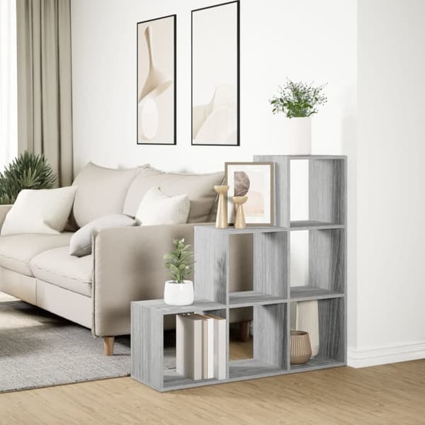 vidaXL Romdeler bokhylle 3 lag grå sonoma 99x29x99 cm konstruert tre