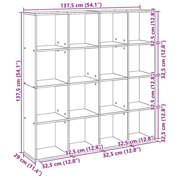 vidaXL bogskab 137,5x29x137,5 cm konstrueret træ sort
