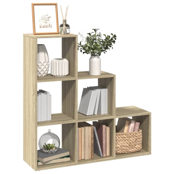 vidaXL bogreol/rumdeler 99x29x99cm 3niveauer konstrueret træ sonoma-eg