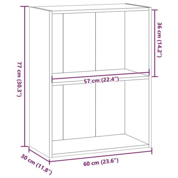 vidaXL bogreol 60x30x77 cm konstrueret træ gammelt trælook