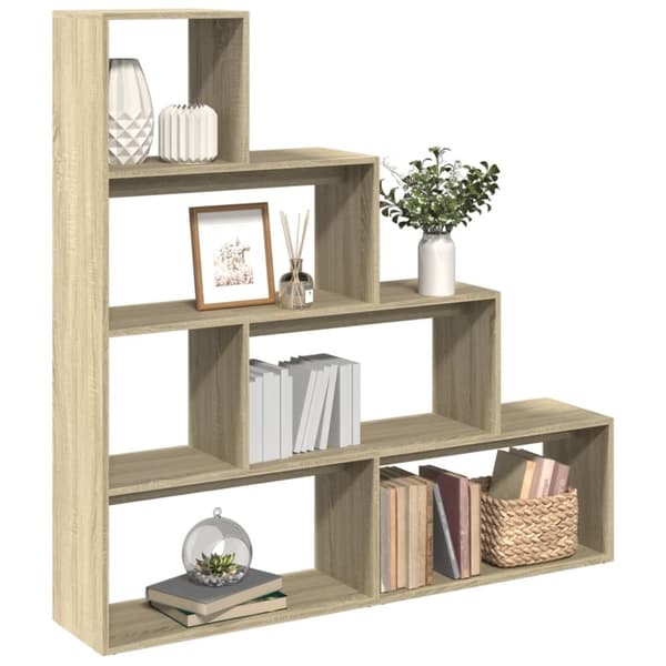 vidaXL bogreol/rumdeler 143,5x29x143,5 cm konstrueret træ sonoma-eg