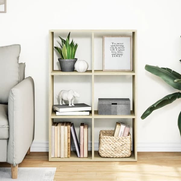 vidaXL Huoneenjakaja/kirjahylly Sonoma 69,5x29x103,5 cm tekninen puu