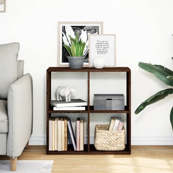vidaXL bogreol/rumdeler 69,5x29x69,5 cm konstrueret træ brun egetræ