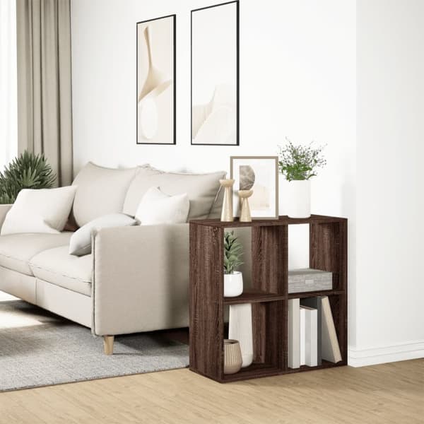 vidaXL bogreol/rumdeler 69,5x29x69,5 cm konstrueret træ brun egetræ
