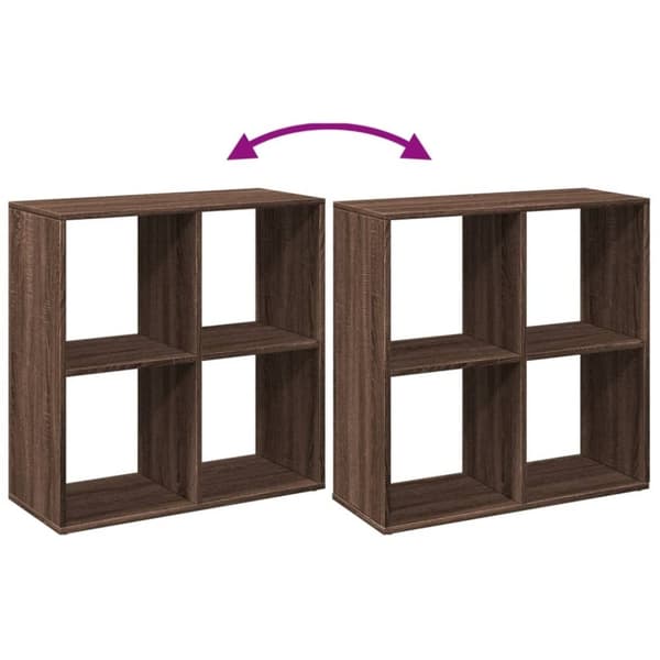 vidaXL bogreol/rumdeler 69,5x29x69,5 cm konstrueret træ brun egetræ