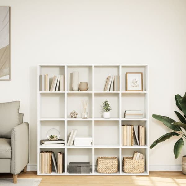 vidaXL Kirjahylly valkoinen 137,5x29x137,5 cm lastulevy