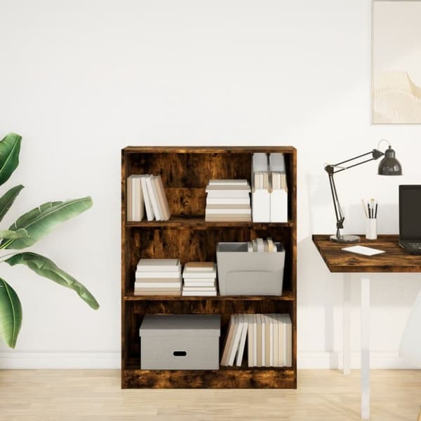 vidaXL bogreol 80x24x109 cm konstrueret træ røget egetræsfarve