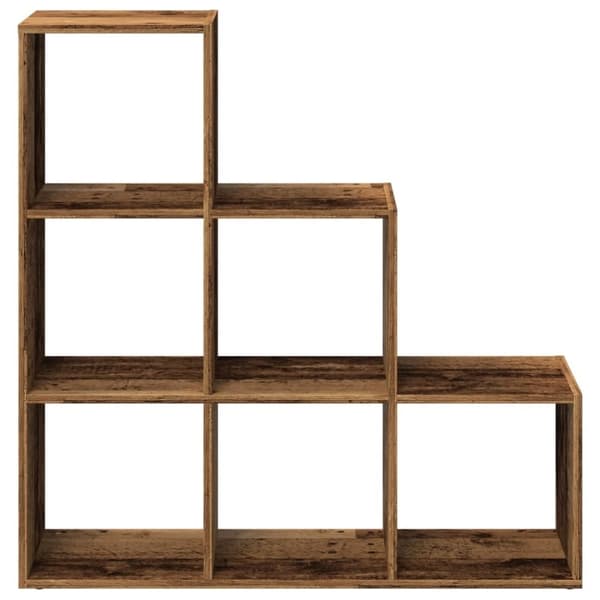 vidaXL Romdeler bokhylle 3 lag gammelt eik 99x29x99 cm konstruert tre