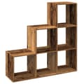 Miniatyrbilde 8 av 11: vidaXL Romdeler bokhylle 3 lag gammelt eik 99x29x99 cm konstruert tre