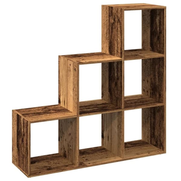 vidaXL Romdeler bokhylle 3 lag gammelt eik 99x29x99 cm konstruert tre
