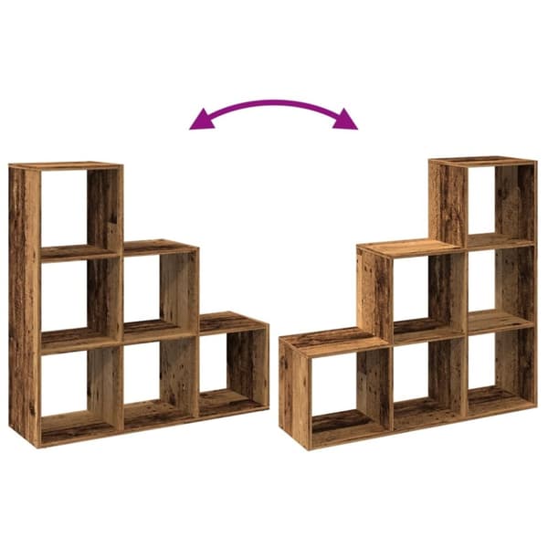 vidaXL Romdeler bokhylle 3 lag gammelt eik 99x29x99 cm konstruert tre