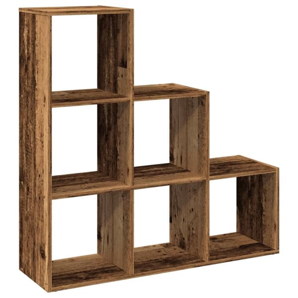 vidaXL Romdeler bokhylle 3 lag gammelt eik 99x29x99 cm konstruert tre