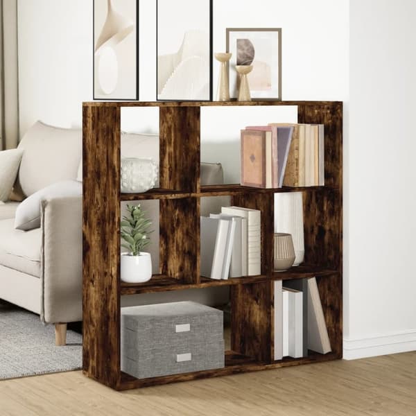 vidaXL bogreol/rumdeler 102x29x103,5 cm konstrueret træ røget eg
